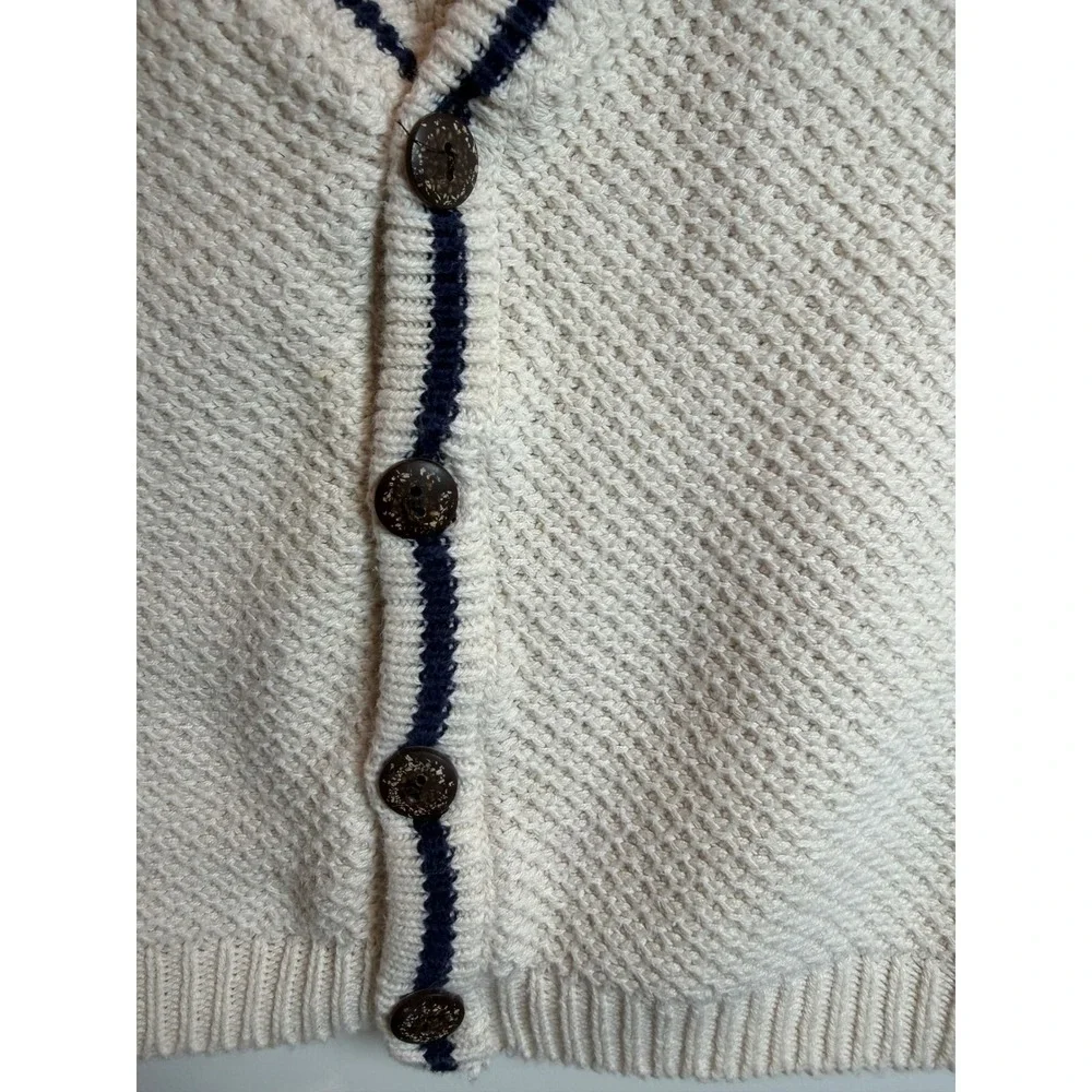 3. Vintage New Legends Kids 3T Cream Navy Blue Textured Knit Button Front Vest